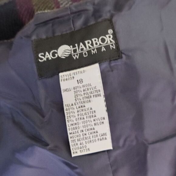 NWT Sag Harbor size 18  plaid sleeveless long dress purple,navy,gray and green - Picture 8 of 8